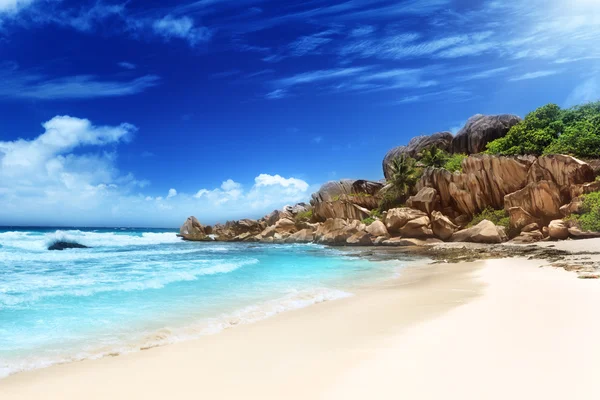 Spiaggia di Grande anse, Isola di La Digue, Seychelles — Foto Stock