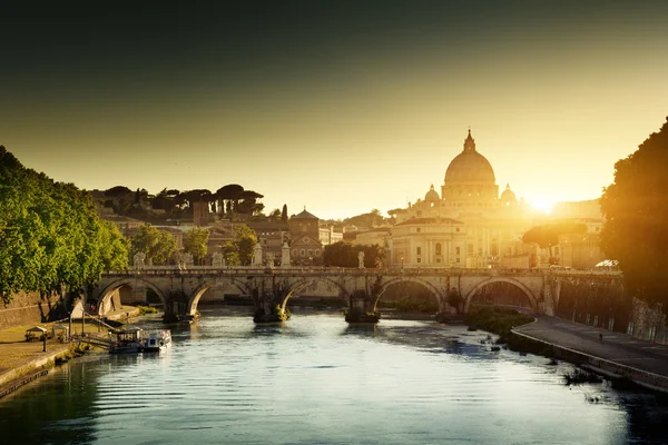 View on Tiber and St Peter Basilica in Vatican Stock Image