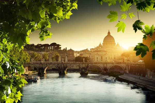 View on Tiber and St Peter Basilica in Vatican Stock Photo