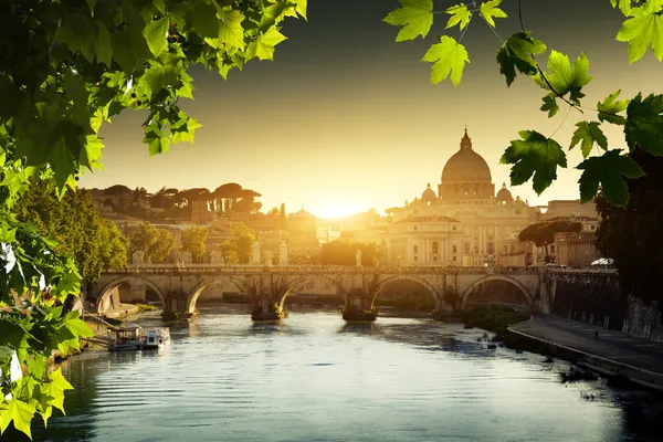 View on Tiber and St Peter Basilica in Vatican Stock Picture
