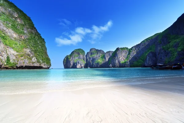 Ochtend tijdstip maya bay, eiland phi phi leh, thailand Stockafbeelding