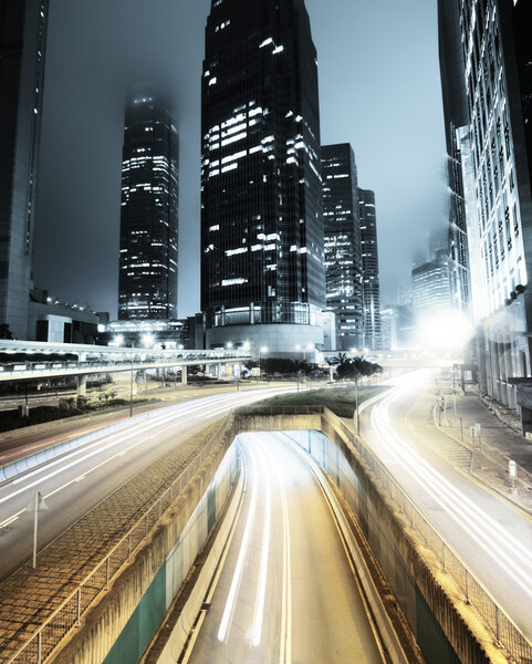 traffic in Hong Kong at night