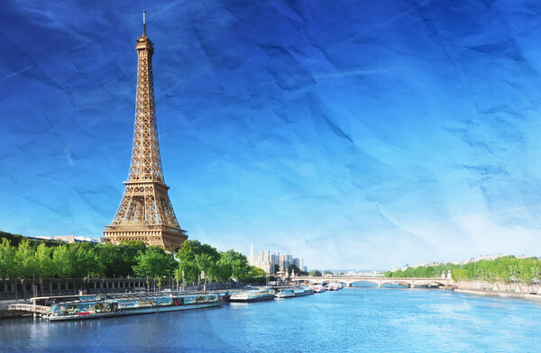 Grunge image of Eiffel tower in Paris