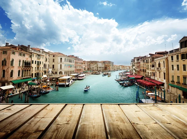 Venetië, Italië en houten oppervlak — Stockfoto