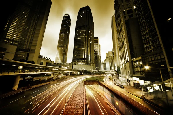 Tráfego em Hong Kong na hora do pôr do sol — Fotografia de Stock