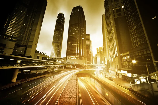 Verkehr in Hongkong bei Sonnenuntergang — Stockfoto