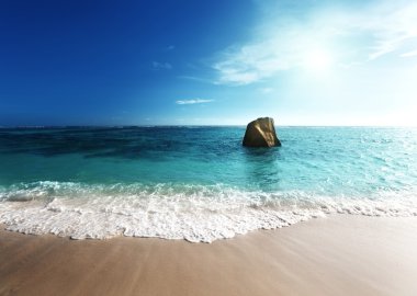 Sunset beach, anse kaynak d'argent, la digue Adası, seys