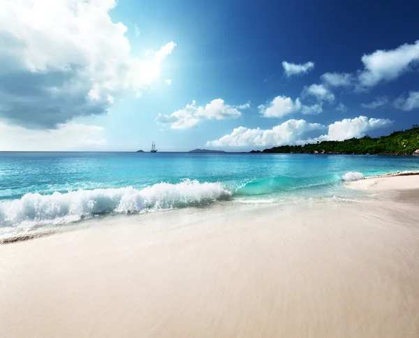 Strand van Anse Lazio bij Praslin, Seychellen — Stockfoto