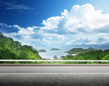 yol asfalt ve tropikal orman