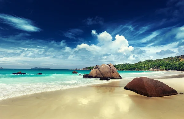 Anse lazio plaży wyspy praslin, Seszele — Zdjęcie stockowe