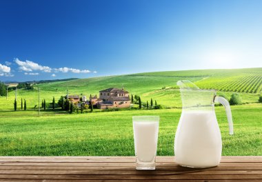 milk and sunny spring field clipart