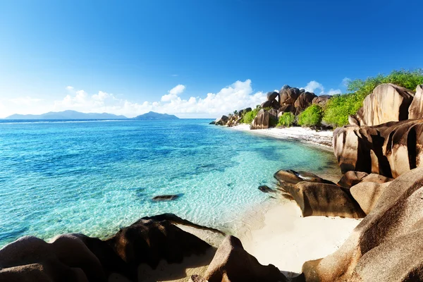 Spiaggia Source d'Argent, isola di la Digue, Seychelles — Foto Stock