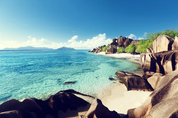 Beach Source d 'Argent, la Digue island, Seychelles — Foto de Stock