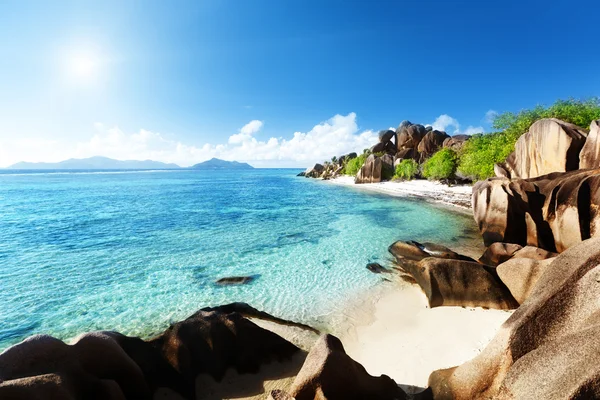 Spiaggia Source d'Argent, isola di la Digue, Seychelles — Foto Stock