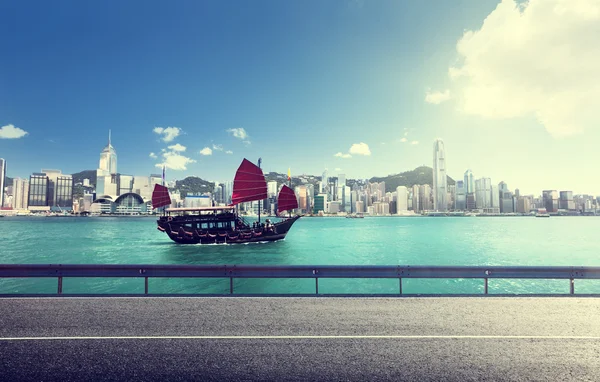 Carretera ficticia en el puerto de Hong Kong — Foto de Stock