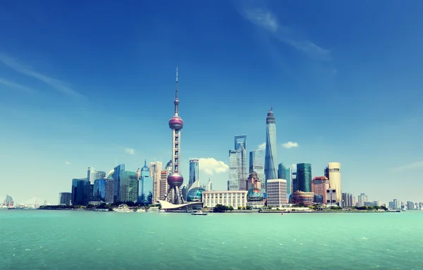 Shanghai skyline and sunny day — Stock Photo, Image