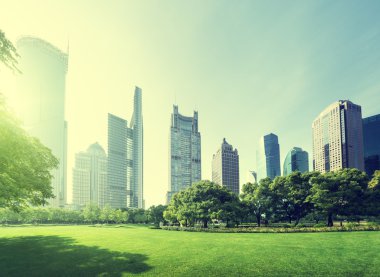 Lujiazui finans merkezine park et, Şangay, Çin