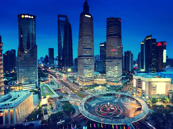 Shanghai vista notturna dalla torre delle perle orientali — Foto Stock