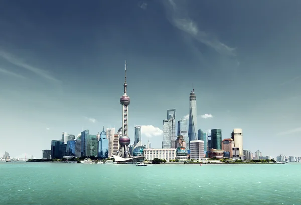 Shanghai skyline and sunny day — Stock Photo, Image