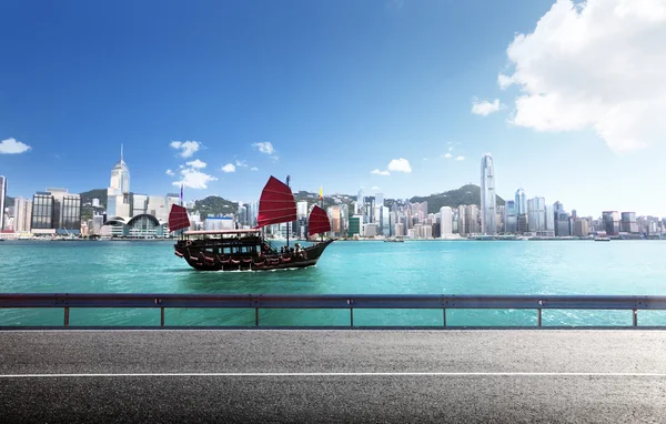 Carretera ficticia en el puerto de Hong Kong — Foto de Stock