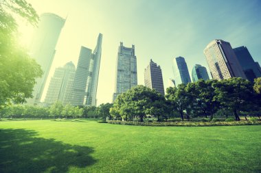 Lujiazui finans merkezine park et, Şangay, Çin