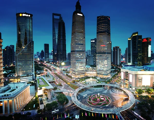 Shanghai vista notturna dalla torre delle perle orientali — Foto Stock