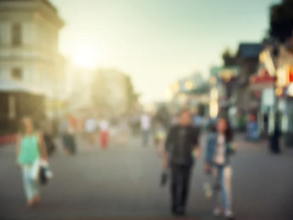 Street in european city in bokeh — Stock Photo, Image