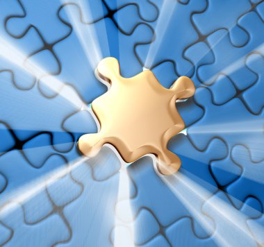Altın ses ışık ile parça puzzle