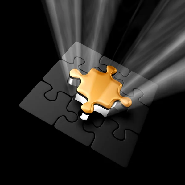 Puzzle with Gold Piece — Stock Photo, Image