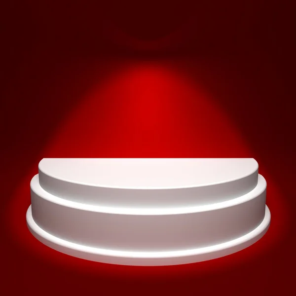 Chrome Pedestal on Red Background — Stock Photo, Image
