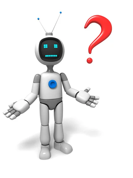 TV Robot with question mark — Stock Photo, Image