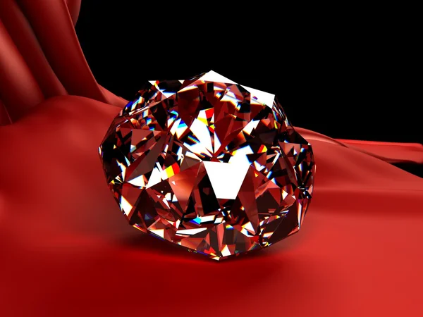 Diamante en paño rojo —  Fotos de Stock