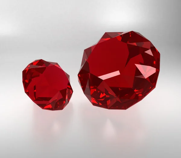 两个红宝石上白色工作室 — 图库照片