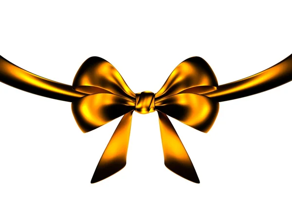 Dark Gold Bow on Ribbon — Stock Photo, Image