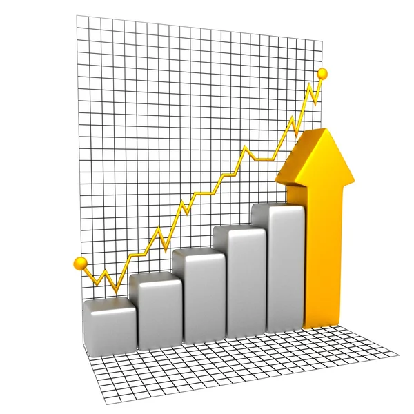 Gráfico de negócios de prata com parte de ouro — Fotografia de Stock