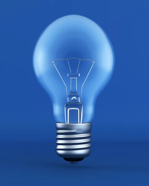 Glühbirne auf blau — Stockfoto