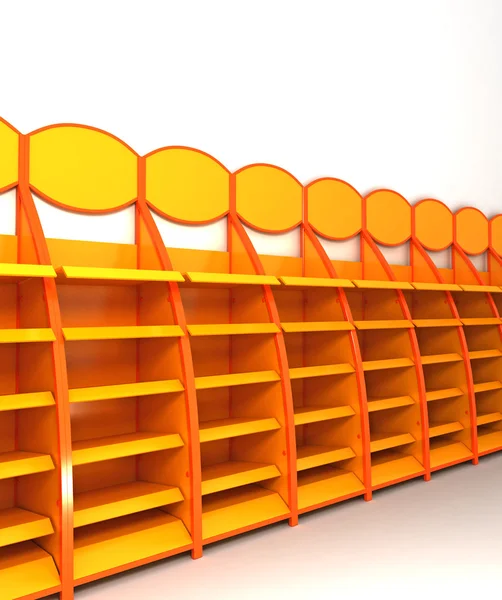 Narancssárga szupermarket állványok — Stock Fotó