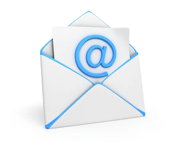 Bílá e-mailová obálka s modrým okrajem Stock Snímky