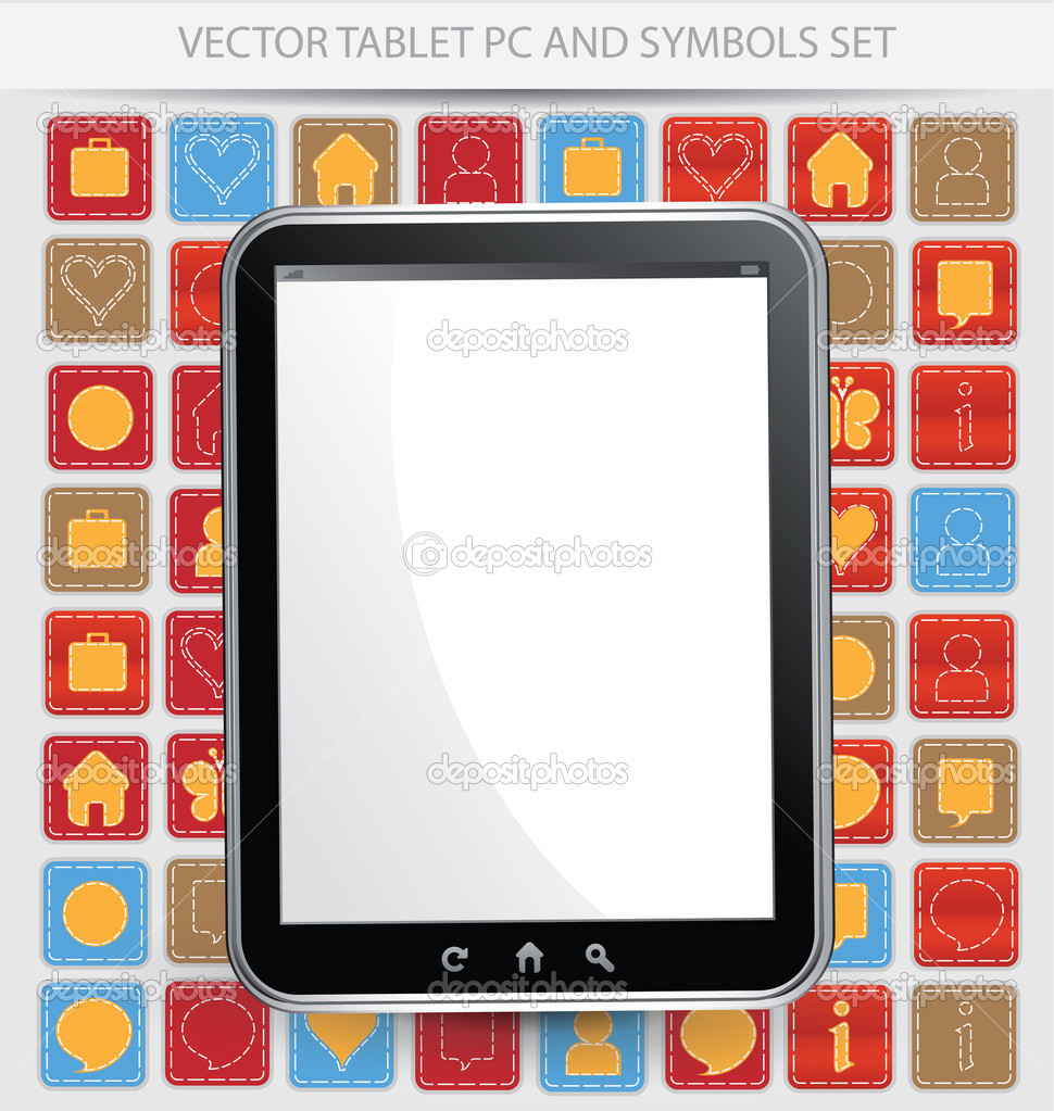 Black frame vector tablet pc with white screen