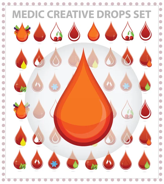 Medic creative blood drops symbols and sign — Stock Vector