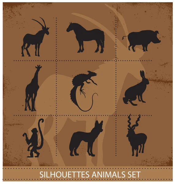Abstract symbols of animals silhouette — Stock Vector
