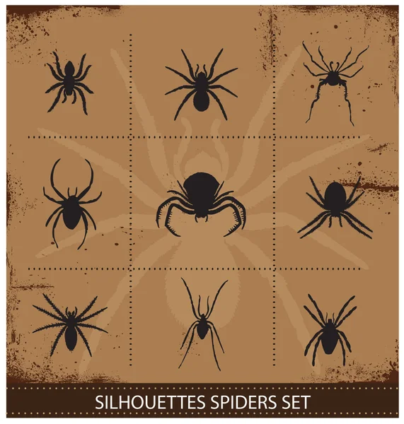 Spiders silhouettes vector collection — Stock Vector