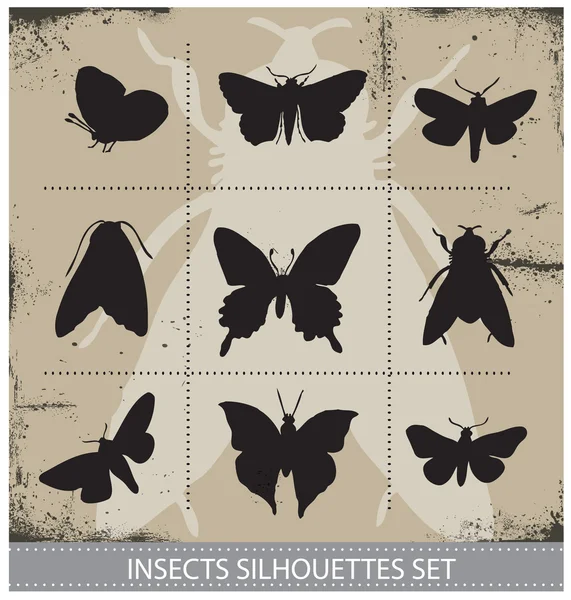 Nature butterflies silhouettes sign vector set — Stock Vector