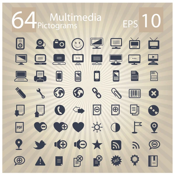 Technologii multimedialnych symbole zestaw — Wektor stockowy