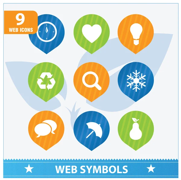 Internet web conjunto de símbolos planos — Vetor de Stock