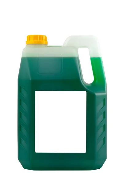 Przezroczyste butelki z tworzyw sztucznych detergentów na białym tle na szaro, z blan — Zdjęcie stockowe