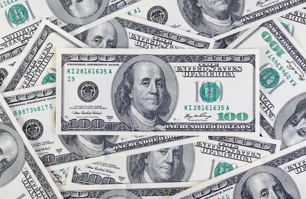 Background with money american hundred dollar bills — Stock Photo, Image