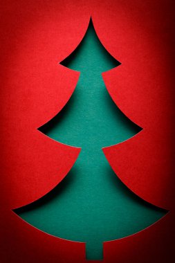Noel ağacı kağıt kesme tasarım kartı