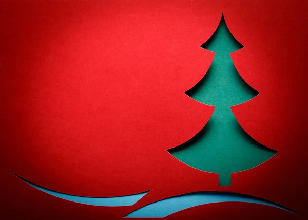 Noel ağacı kağıt kesme tasarım kartı - Stok İmaj