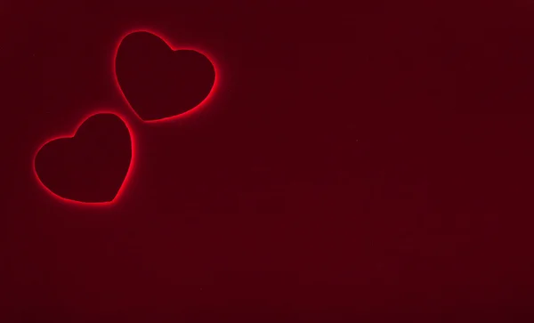 Δύο καρδιές του Αγίου Βαλεντίνου χαρτί, με οπίσθιο φωτισμό — Φωτογραφία Αρχείου